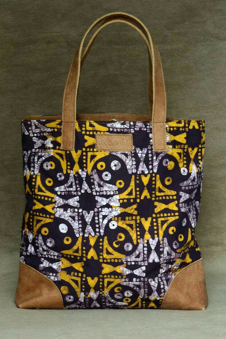 Leather Bags with Kitenge